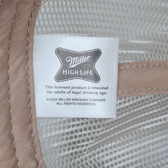 Miller High Life Retro Tan Corduroy Rope Snapback Mesh Trucker Hat Cap Beer NWT - Picture 4 of 5